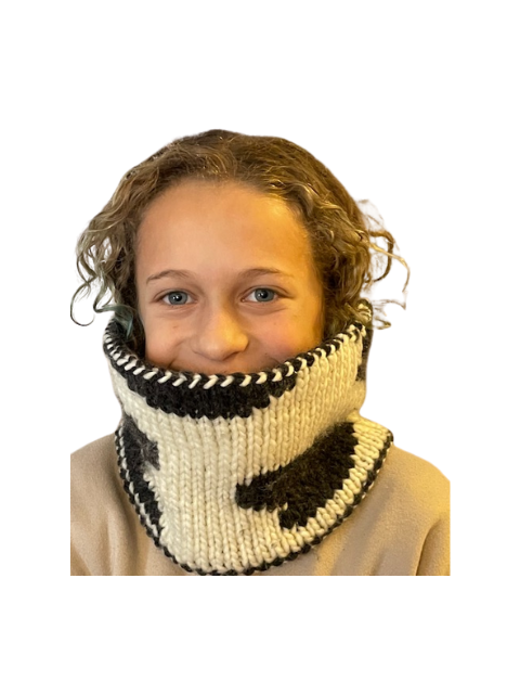 Cow Print Cowl, White and Black